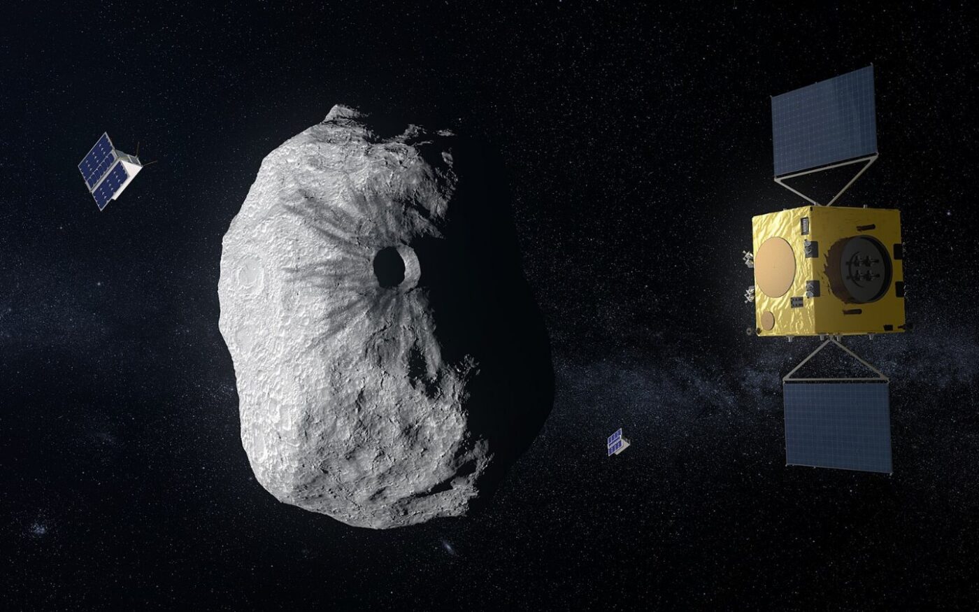 Artist's impression of ESA's Hera spacecraft in space